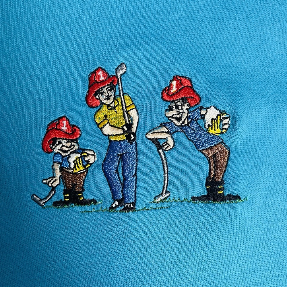 Vintage Hilton Polo XL Firefighter Golf Beer Embroidered Made USA 90s